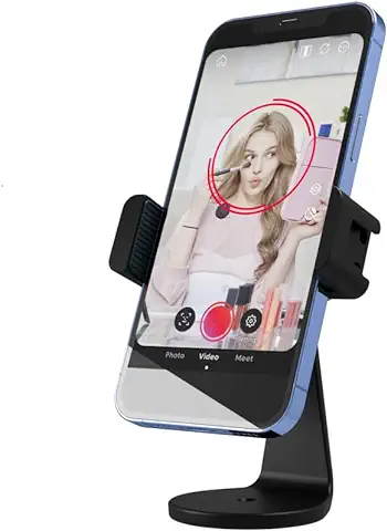 Soporte Inteligente Pivo Ajustable en 360° Vertical y Horizontal, Montaje de Aluminio para Smartphone con Adaptador de Abrazadera Universal y Rosca de ¼ in para Trípodes  