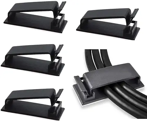 SOULWIT® 50Pcs Clips Organizador de Cables Autoadhesivo, Gestión de Cable Eléctrico, Clips de Cables para Cable de USB, TV, Cargador, Audio, Abrazadera de Alambre para Mesa, Coche, Oficina, Casa  