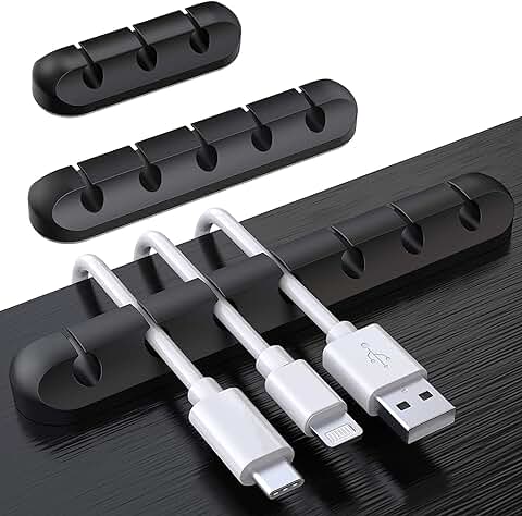SOULWIT® Clips de Soporte de Cable Mejorados, 3 Pcs Autoadhesivo Organizador de Cable, Clips para Cables Duraderos para la Gestión de Cables de Carga USB de Escritorio  