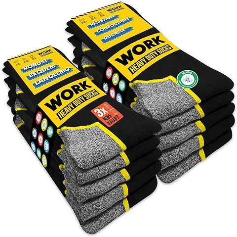 SOXCO WORK Socks 10 Pares Calcetines de Trabajo Hombre  