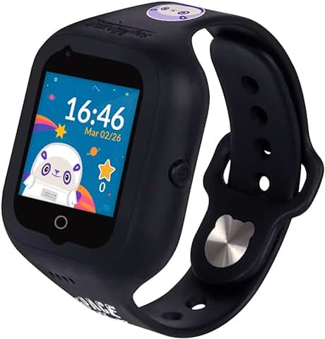 SoyMomo Space Lite - Móvil Seguro para Niños, Reloj Inteligente con 4G, GPS, Historial de Posiciones, Llamadas, Mensajes de Texto y Voz, Fotos, Botón SOS, Cámara, Bloqueo de Desconocidos (Negro)  