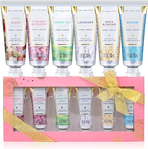 Spa Luxetique Set de 6 Cremas de Manos de Manteca de Karité,Con Rápida Absorción y Ultra Hidratación para Manos Secas, Regalo para Mujer  