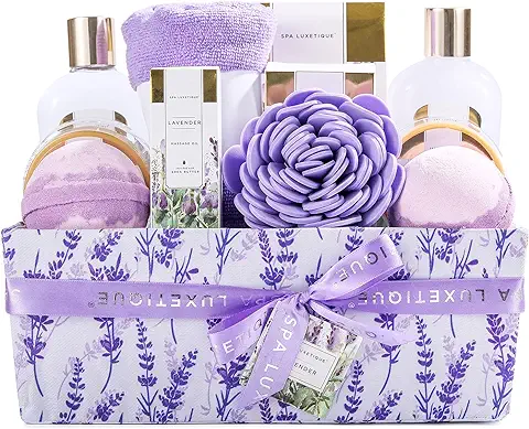 Spa Luxetique Set de Baño y Ducha, Set de 12 Regalos para Mujer a Lavanda，Set de Spa para Hogar, Incluye Gel de Ducha, Baño de Burbujas, Aceite de Masaje, Bomba de Baño, Regalos Originales para Mujer  