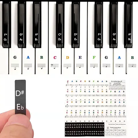 Sparta's Store Pegatinas para Pianos o Teclados,Pegatinas para Teclados,Etiqueta Engomada del Teclado de Piano,Pegatina Teclado Electrónico para 37/49/54/61/88 Teclas.  