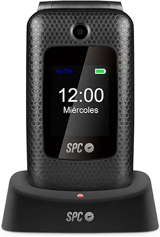 SPC Goliath - Teléfono Móvil para Mayores con Tapa, Teclas XL, Configuración Remota, Timbre y Notificaciones Inteligentes, Doble Pantalla, Timbre Gran Volumen, Botón SOS, Base de Carga  