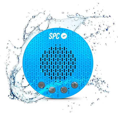 SPC Splash 2 - Altavoz Inalámbrico Bluetooth 5.0 para Ducha con Ventosa, IPX5, Radio FM, Manos Libres, Micrófono, Azul  