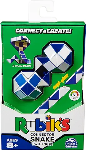 Spin Master Rubik's Connector Snake, Paquete de Dos Cubos de Rompecabezas 3D, Juguete para Aliviar el Estrés, Juego de Viaje, Idea de Regalo para Adultos y Niños a Partir de 8 Años, 6064893  