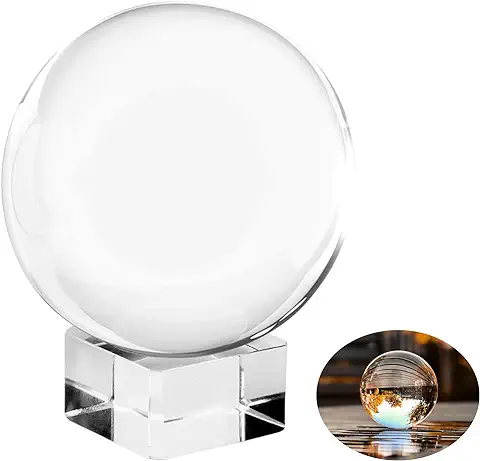 Sporgo Bola de Cristal de 80 mm con Soporte: K9 bola de Cristal para Fotografía, bola de Cristal, mini bola de Cristal, bola de Cristal Transparente para Decoración del Hogar, Fotografía, Regalos  