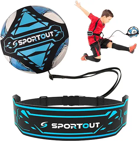 Sportout Fútbol Kick Throw Trainer, Fútbol Trainer, Solo Practice Training, Habilidades de Control de Ayuda, Cinturón de Cintura Ajustable, para Pelotas Tamaño 3 4 5, Niños y Adultos  