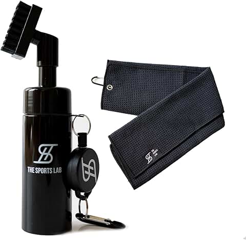 Sports Lab Kit de Cepillo de Limpieza para Palos de golf con Spray de agua Integrado con Toalla de Limpieza de Microfibra Portátil  