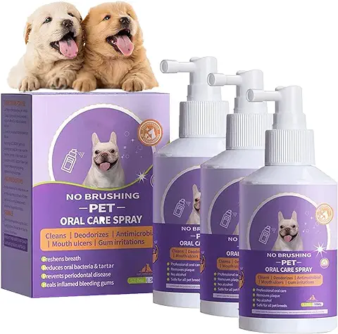 Spray de Limpieza de Dientes para Perros y Gatos, Spray oral para Mascotas, Limpiador de Cuidado de Aliento de Mascotas, Elimina el mal Aliento, se Dirige al Sarro y la Placa (3 Piezas)  