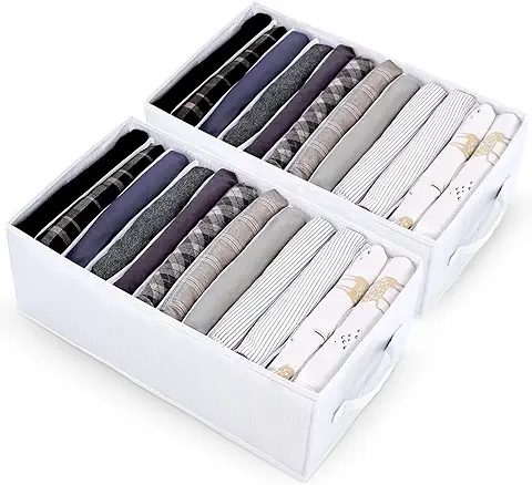 Sprecenk Organizador Armario, 12 Rejillas Cajas Plegable, 2 Piezas Separador Cajones Para Camisetas, Pantalones Cortos, Faldas y Ropa de Bebé, Blanco  