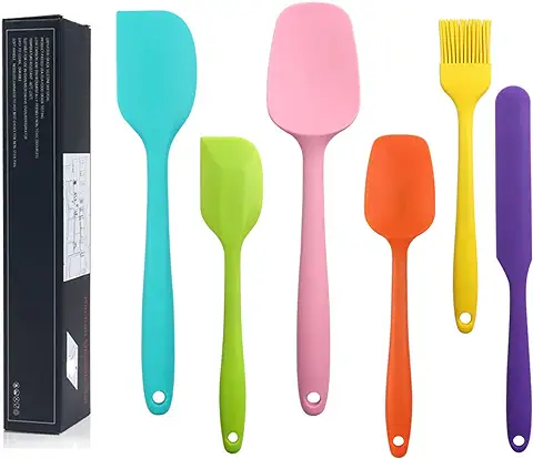 Spátula de Silicona, 6 Piezas Lengua Silicona Cocina, Spatola Silicone, Espatula Silicona Espátulas de Goma sin Costuras Resistentes al, Utensilios para Cocina y Horneado  