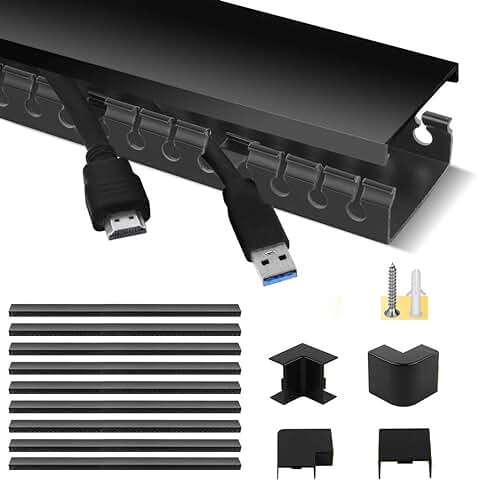 Stageek Canaletas para Cables, Organizador Cables Escritorio, Canaleta Cables Adhesiva, Gestión de Cables Multipack de 9 Piezas (9 x 39cm), Negro  