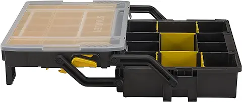 Stanley STST1-75540 - Caja de Herramientas Multinivel Sortlevel, 23 Compartimientos, Profundidad 79mm , Asa Ergonómica, Divisores Extraibles, Tapa Transparente, Cierres de Bloqueo  