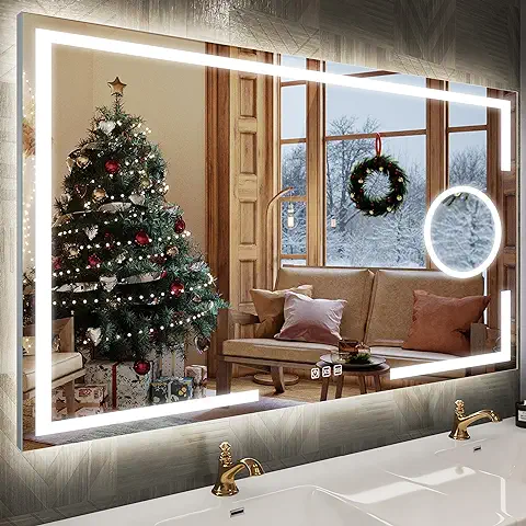 STARLEAD Espejo de Baño LED, 120 x 70 cm, Espejo de Baño con Iluminación, Espejo de Pared con Interruptor Táctil, IP44, bajo Consumo Clase Energética A++  