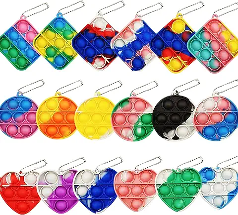 Steemjoey 18 Piezas Mini Pop Llavero Fidget Toy,Mini Pop Rainbow Sensory Silicone Toy, Squeeze Bubble Llavero Juguete de Mano para Niños Adultos Autismo Gadgets de Fiesta para  