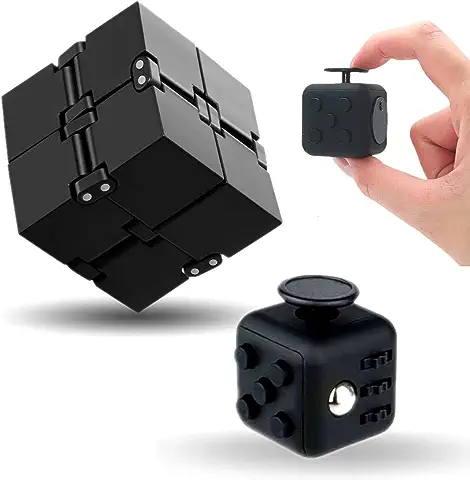 Steemjoey Juego de 2 Juguetes Fidget Set, Juguetes Black Fidget Toy Infinito Cubo, Cubo Antiestres Juguete Antiestrés Stress Cube, Juguetes Antiestres Cube Toys Juguetes para Niños y Adultos  