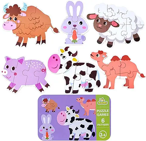 STIGORVI - Puzzle de Madera Animales Granja | Juguetes Montessori Puzzle | para Niños de 3 4 5 Años | Puzzle 3D |Rompecabezas de Madera  