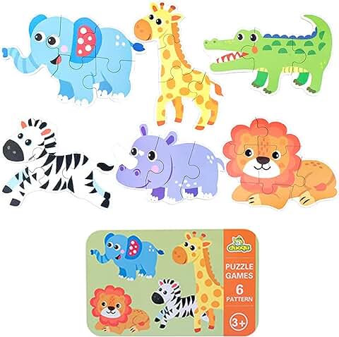 STIGORVI - Puzzle de Madera Animales Salvajes | Juguetes Montessori Puzzle | para Niños de 3 4 5 Años | Puzzle 3D | Rompecabezas de Madera  