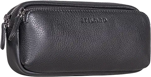 STILORD Melissa - Estuche de piel (tamaño Grande, Estilo Vintage, con Cremallera, Estuche Grande, Estuche Escolar, piel Auténtica, para Hombre y Mujer), Negro , Medium  