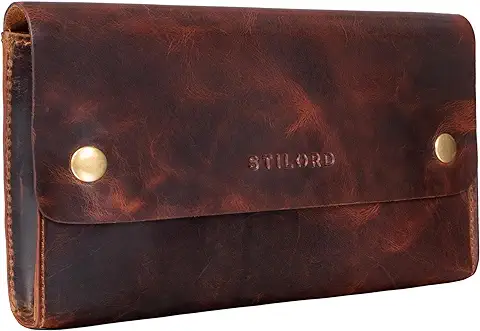 STILORD 'Griffin' Estuche Vintage Cuero Funda para Lápices Bolsa Portatodo Neceser de Piel Auténtico, Color:Kara - Cognac  