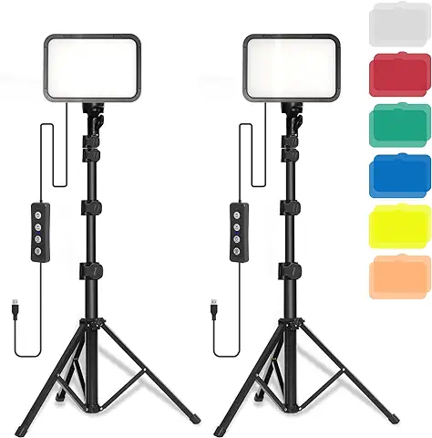 Stynice 2 Pack Luz Video LED-con Trípode Ajustable y Filtro de Color, USB, Adecuado para Videos de Youtube, Fotografía de Productos, Video Fotográfico, Iluminación de Conferencias  