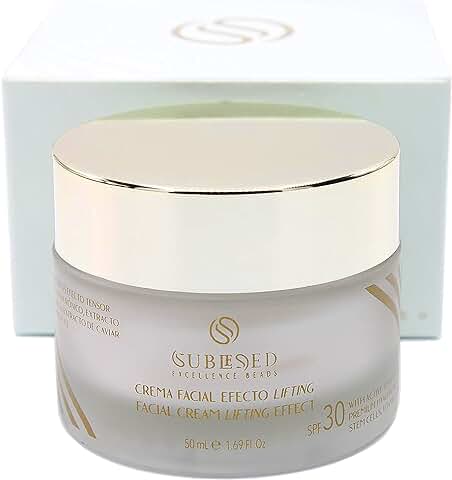 SUBLESED Crema Hidratante Facial Mujer - Crema Antiarrugas Mujer con Vitamina C Facial y Acido Hialuronico - SPF 30 - Efecto Lifting con Extracto de Arnica y Caviar  