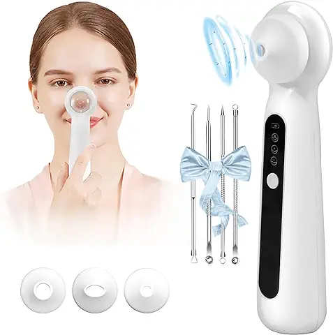 Succionador de Puntos Negros Acné con Lupa, Visible Vacuum Quita Espinillas y Puntos Negros de 3 Velocidades & 3 Puntas de Succión, USB Recargable Limpiador de Poros para Limpieza Facial y Skin Care  