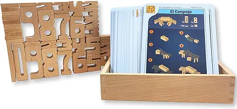 SumBlox Mini. Juego de Construcción. Bloques de Madera para Aprender Matemáticas. Set Iniciación 38 Piezas + 36 Fichas de Actividades  