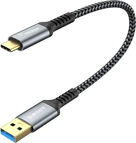 SUNGUY USB Tipo C a USB 3.1 Gen 2 Cable Corto 0.3m 10Gbps Cable de Datos y Cable de Carga Rápida 3A Compatible con Samsung Galaxy S21, SSD, Android Auto  