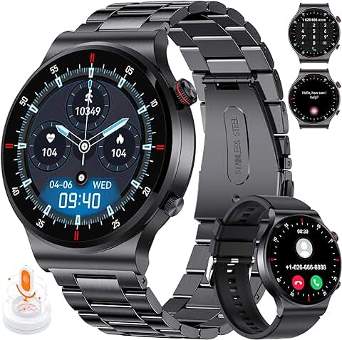 SUNKTA Reloj Inteligente Hombre con Llamadas y Asistente Voz, 1.39'' Smartwatch con 2 Correas, Música, Pulsómetro, 100+ Modos Deportes, Notificaciones Inteligentes Reloj Deportivo para Android iOS  