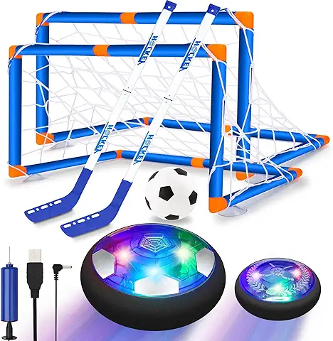 SUNNOW Balon Futbol Flotante - 3 en 1 Air Power Soccer Recargable con 2 Porteria Futbol Niños Juego Futbol Niños Balon Flotante Juguetes para Niños Niñas 3 4 5 6 7 8-12 Años  