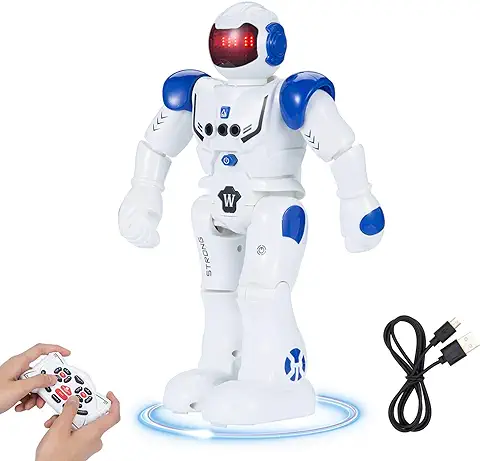 SUNNOW Robot Juguete Programación Inteligente Gestos Control Robots Recargable Multifuncionales Robot de Radiocontrol, Juguete Ideal para Niños (Azul)  