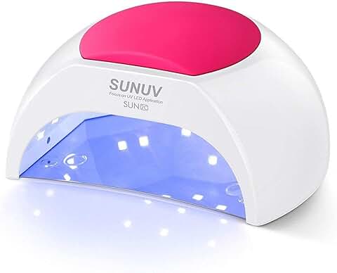 SUNUV Profesional LED UV Lampara Secadora Uñas de Gel, Blanca, Curado Luz en 4 Modos para Tiempo 10s, 30s, 60s y 90s  