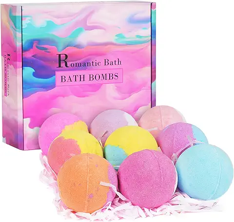 Suranew Set de Regalo de Bombas de Baño 9 Bombas de Baño de Burbujas Orgánicas, Perfecto para el Baño de Burbujas y spa. Idea de Regalo de Cumpleaños para el día de la Madre para Ella/él, Esposa  