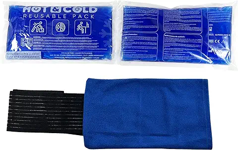 SURGICALMED - Pack de 2 Bolsas de Gel Frío o Calor Reutilizables (26 x 15 cm) - Incluye 1 Funda Multiposición de Tela con Banda de Compresión - Aptas para Nevera y Microondas - Ideales para Terapias  