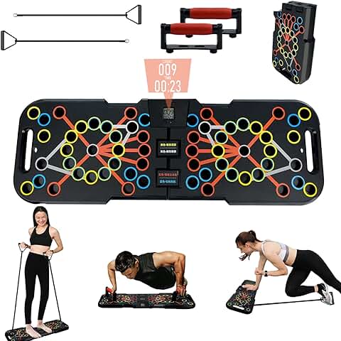 Surplex 41 en 1 Push Up Rack Board System Push Up Tabla Board Fitness Entrenamiento Gimnasio Ejercicio Stand con Banda Elastica＆Contador Inteligente para El Aptitud Entrenamiento Muscular Del Cuerpo  