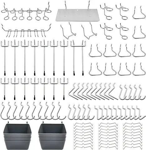 Surtido de Ganchos para Tablero de Clavijas, Cubos de Plástico, Cerraduras de Clavijas, para Herramientas de Organización, 140pcs  