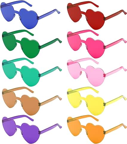 SUTOUG 10PCS Gafas en Forma de Corazón, Divertidas Gafas de Fiesta para Niños y Adultos, Gafas Hippie de Colores Mágicos para Fiesta de Cumpleaños Accesorios Carnaval Navidad Boda Foto Props Playa  