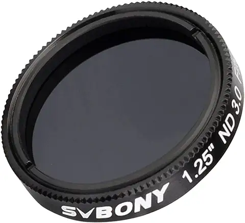 Svbony SV139 Filtro Lunar ND1000, 1.25 Pulgadas 0.1% Transmisión para Luna Llena, Filtro Lunar de Vidrio Óptico para Telescopio, con Marco de Aluminio para Observación Lunar  