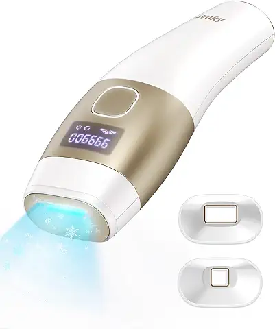 Svoky IPL Depilación Láser Permanente Femenina con Enfriador de Hielo Indoloro para Depilación Láser Casera en Cara, Axilas, Piernas, Línea del Bikini con 999.900 Destellos, con Cable  