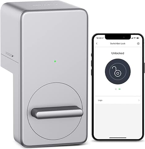 SwitchBot Smart Lock, Cerradura de Puerta Electrónica con Bluetooth, Cerradura de Puerta Inteligente para Abrir la Puerta sin Llave sin Tener que Reemplazarla  