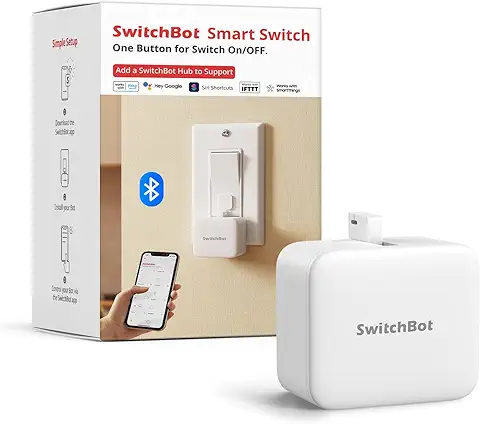 SwitchBot Smart Switch Button Pusher - Bluetooth App o Control de Temporizador, Fácil de Usar con 3 Modos, Necesita SwitchBot Hub para ser Compatible con Alexa, Google Assistant, Siri, IFTTT (Blanco)  