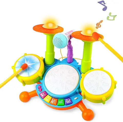 Symiu Juguetes Bebe 1 Año - Bateria Ideas Regalo Niño 1 2 Año Tambor Infantil Juguetes Musicales Niños 1 2 Año Ideas Navidad Regalo 1 2 Año  