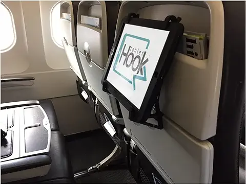TabletHookz, Montaje de Gancho para Teléfono y Tableta le Permite Ver el iPad en el Avión, el Tren, Ver su iPad en el Coche con Manos Libres. Ideal para Viajar con el IPad, Tableta, Niños.  