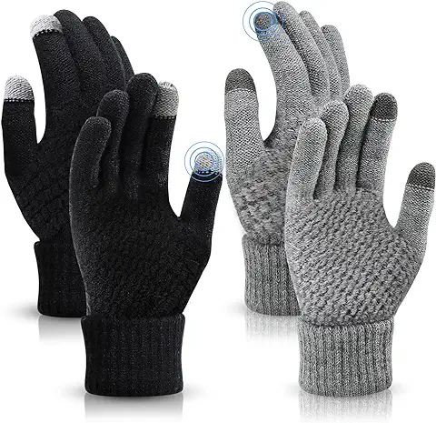 TAGVO 2 Pares De Guantes De Invierno De Punto Para Mujer, Algunos Guantes Cálidos, Guantes Para Pantalla Táctil Con Forro Polar Fino, Adecuados Para Actividades De Ocio En Interiores o Exteriores  