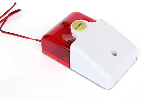 Taikuwu Sirena de luz Estroboscópica con Cable de Alarma de Sonido para el Hogar, Sistema de Seguridad para el Hogar/empresa/comunidad/almacén 12 V, 105 dB  