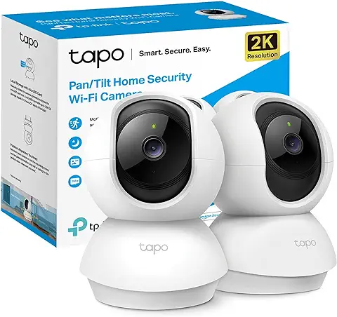 Tapo TP-Link C210(2-Pack) - Cámara IP WiFi 360° Cámara de Vigilancia 2K (3MP),Visión Nocturna Admite Tarjeta SD Hasta 256 GB, Detección de Movimiento, Control Remoto, Compatible con Alexa  