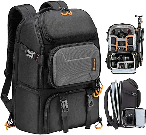 TARION Mochila para Cámara, Bolsa Impermeable para Cámara con Compartimento para Laptop de 15 Pulgadas, Mochila de Fotografía Profesional de gran Capacidad con Cubierta de Lluvia para Cámaras DSLR SLR  